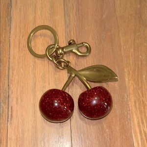 Cherry Keychain with Gold Accents